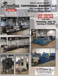 CENTENNIAL BINDERY, LLC. BID ONSITE BID ONLINE