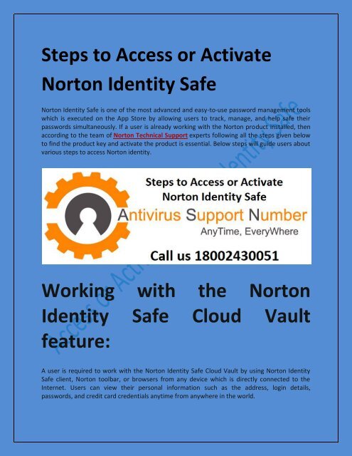 Steps to Access or Activate Norton Identity Safe