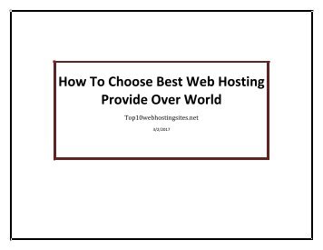 How To Choose Best Web Hosting Provide Over World