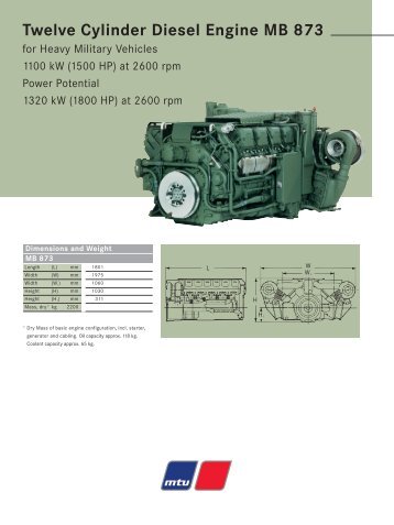 Twelve Cylinder Diesel Engine MB 873 for Heavy ... - MTU Shop