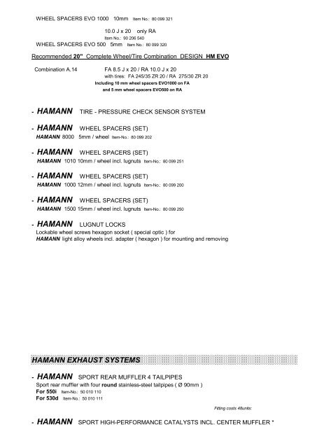 HAMANN Tuning Program for BMW 5 Series Sedan F 10