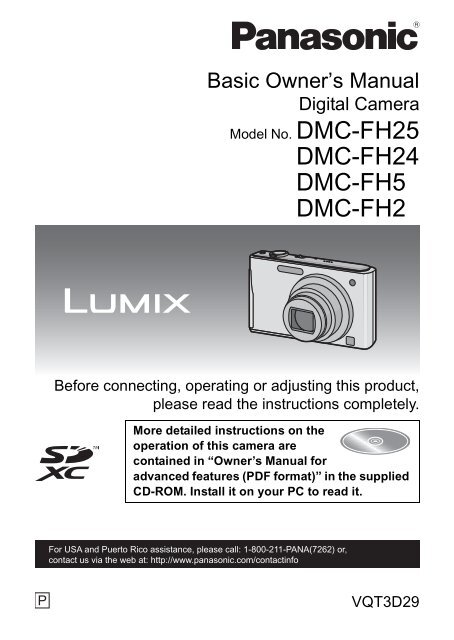 DMC-FH24 DMC-FH5 DMC-FH2 - Operating Manuals for Panasonic ...