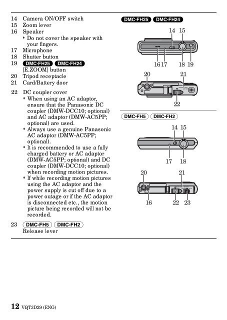 DMC-FH24 DMC-FH5 DMC-FH2 - Operating Manuals for Panasonic ...