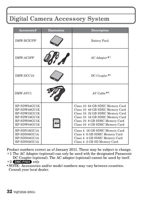 DMC-FH24 DMC-FH5 DMC-FH2 - Operating Manuals for Panasonic ...