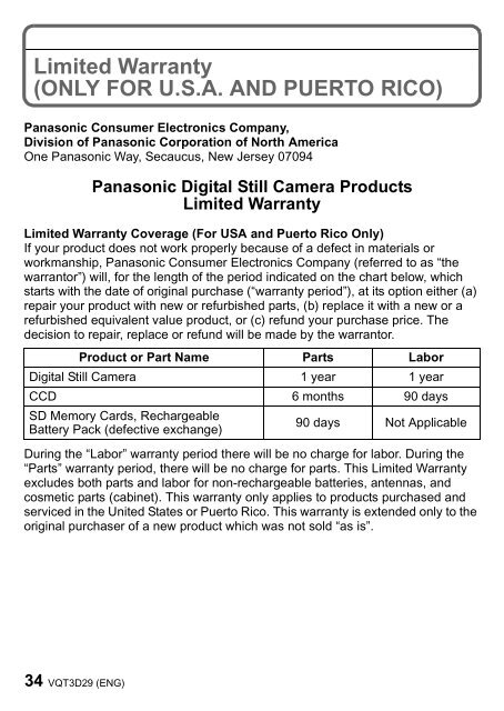 DMC-FH24 DMC-FH5 DMC-FH2 - Operating Manuals for Panasonic ...