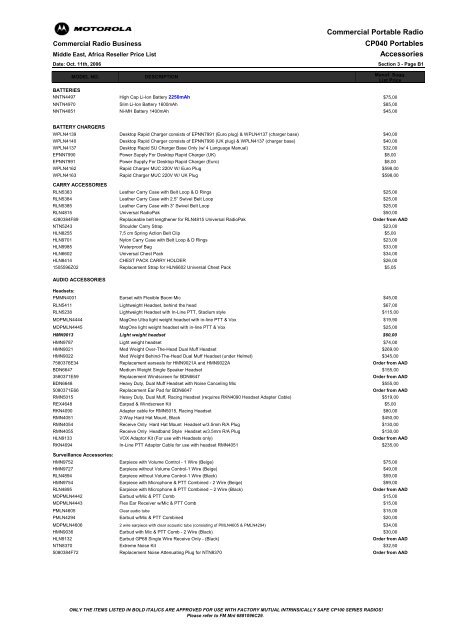 Price Guide CP Portable + Accessories