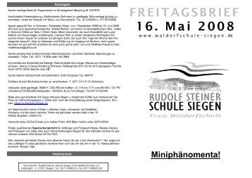 Miniphänomenta! - Rudolf-Steiner-Schule Siegen Freie Waldorfschule