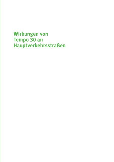 Wirkungen von Tempo 30 an Hauptverkehrsstraßen