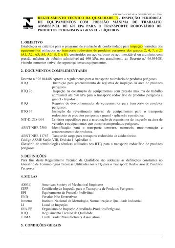 Portaria INMETRO 91-2009_RTQ PRODUTOS PERIGOSOS_RTQ 7I