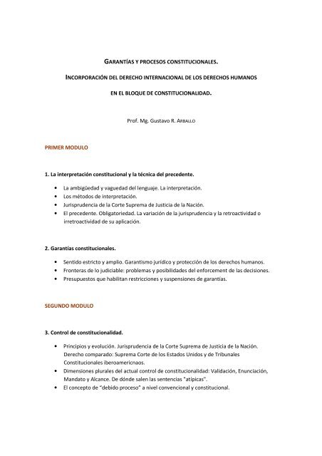 GARANTÍAS CONSTITUCIONALES INCORPORACIÓN CONSTITUCIONALIDAD