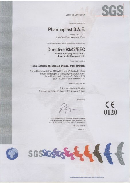 Pharmaplast S.A.E. Directive 93/42IEEC