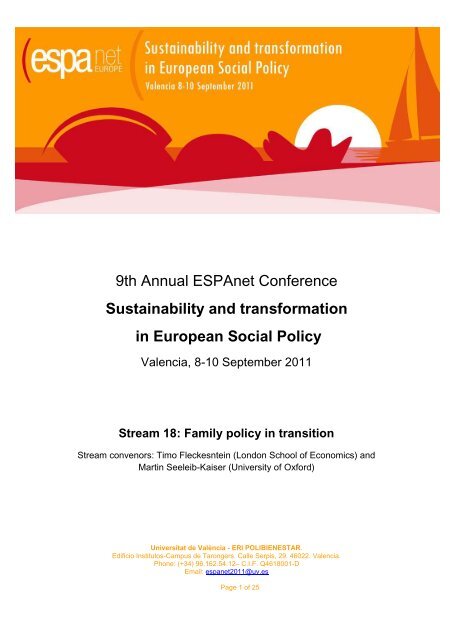 Reform Alliances in German Family Policy - 9th Annual ESPAnet ...
