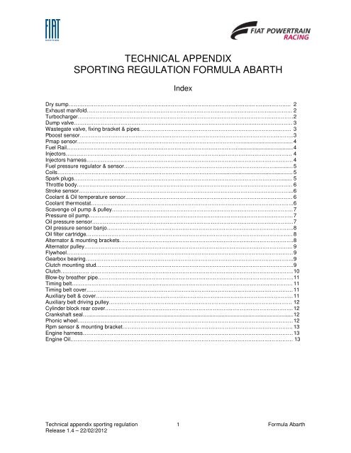 technical appendix sporting regulation formula abarth - ACI Sport Italia