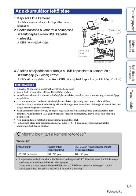 Sony HDR-AS30V - HDR-AS30V Guida all&rsquo;uso Ungherese