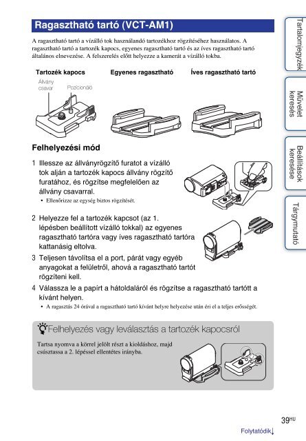 Sony HDR-AS30V - HDR-AS30V Guida all&rsquo;uso Ungherese