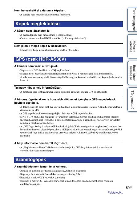 Sony HDR-AS30V - HDR-AS30V Guida all&rsquo;uso Ungherese