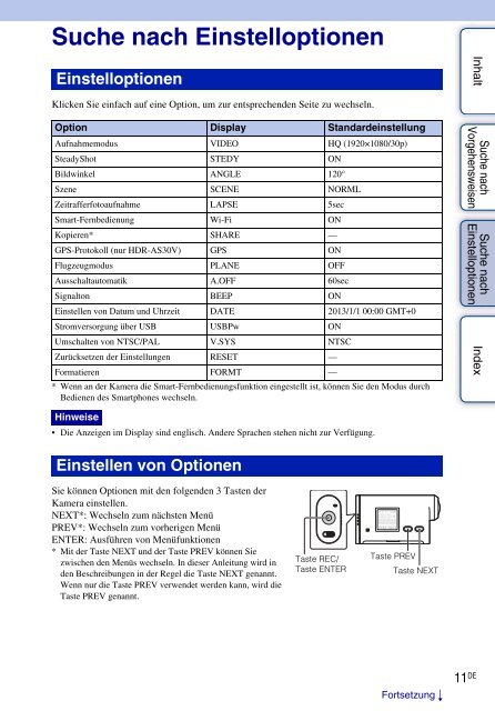 Sony HDR-AS30V - HDR-AS30V Guida all&rsquo;uso Tedesco