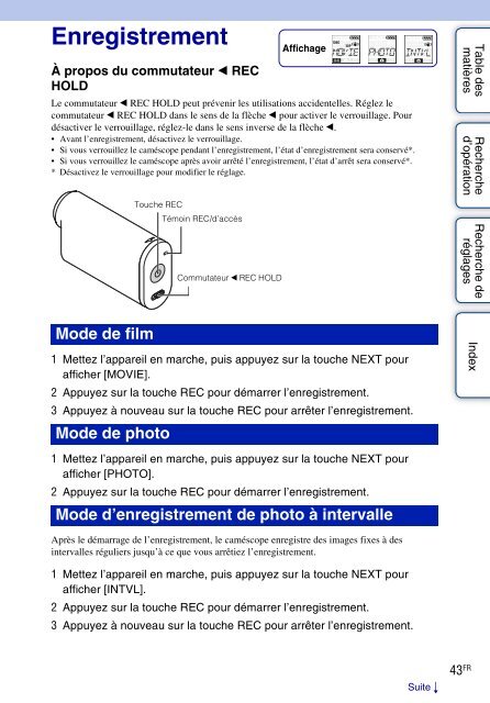 Sony HDR-AS30V - HDR-AS30V Guida all&rsquo;uso Francese