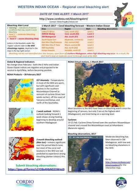 WIO bleaching alert-17-03-01