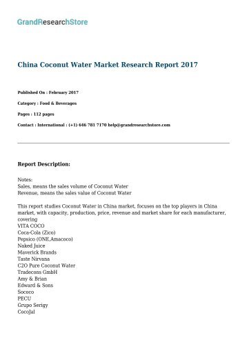 China Coconut Water Market Research Report 2017