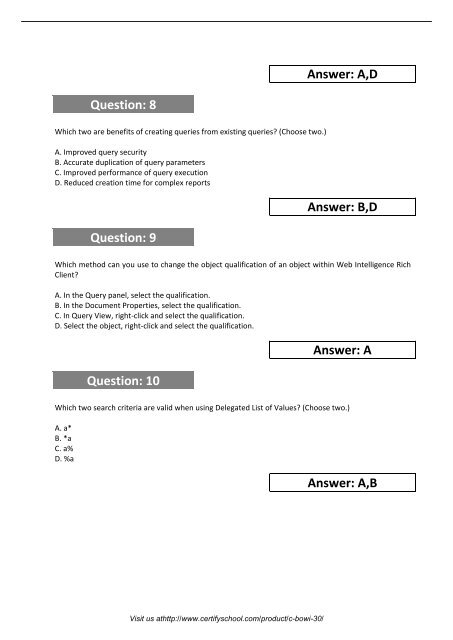 C-BOWI-30 Exam Practice