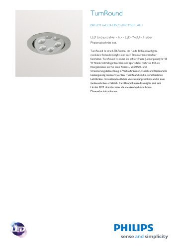 TurnRound BBG391 schwenkbares Downlight mit ... - Philips