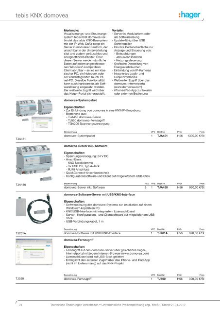 tebis KNX domovea - Hager