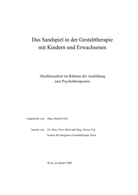 Das Sandspiel in der Gestalttherapie mit Kindern und Erwachsenen