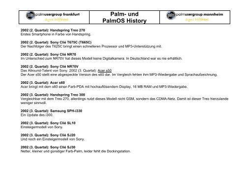 Palm- und PalmOS History