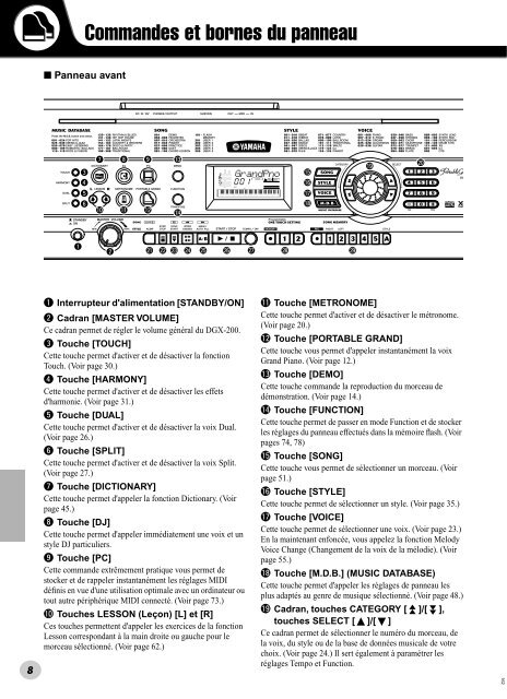 1 Appuyez sur la touche - Yamaha