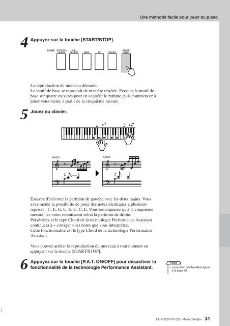 1 Appuyez sur la touche - Yamaha