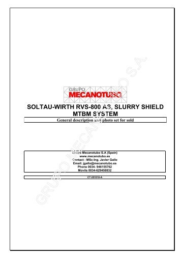 soltau-wirth rvs-800 as, slurry shield mtbm system - TBM Exchange ...