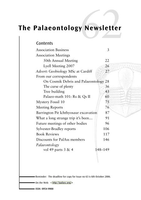 The Palaeontology Newsletter - The Palaeontological Association ...