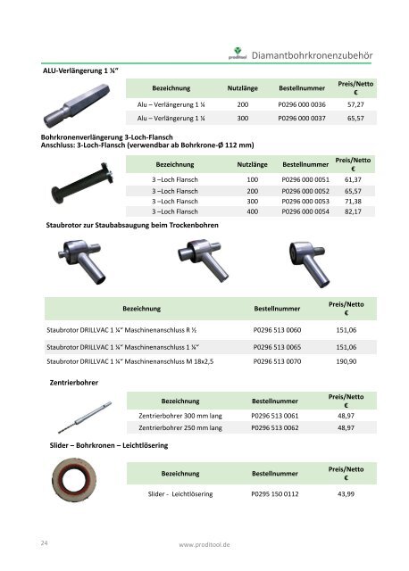 Produktkatalog Proditool Diamantwerkzeuge & Baumaschinen