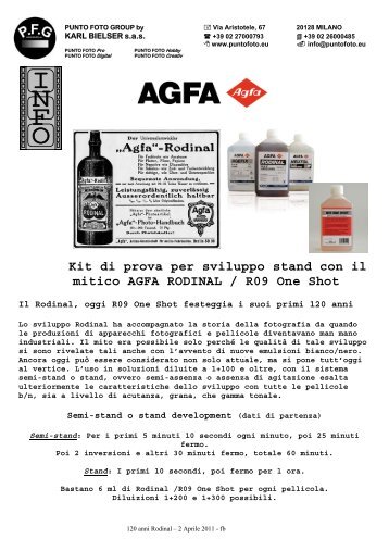 Kit di prova per sviluppo stand con il mitico AGFA RODINAL / R09 ...