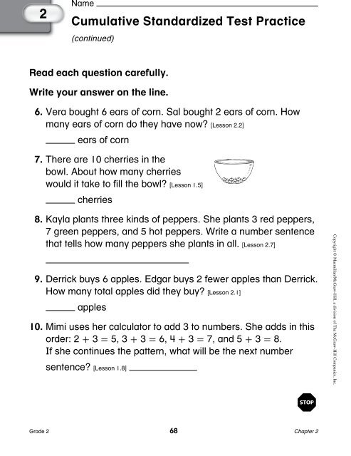 Chapter 2 Resource Masters - Macmillan/McGraw-Hill