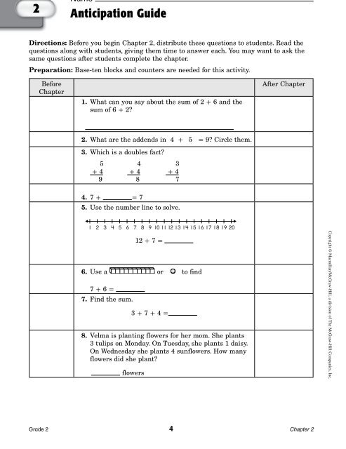 Chapter 2 Resource Masters - Macmillan/McGraw-Hill