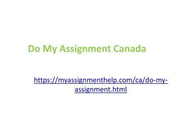 Do My Assignment Canada