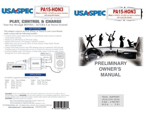 PA15-HON3 PA15-HON3 - USA Spec