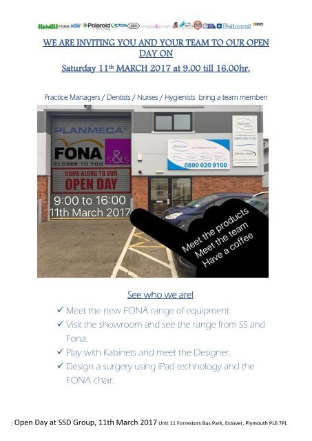 Open Day 11th march 2017