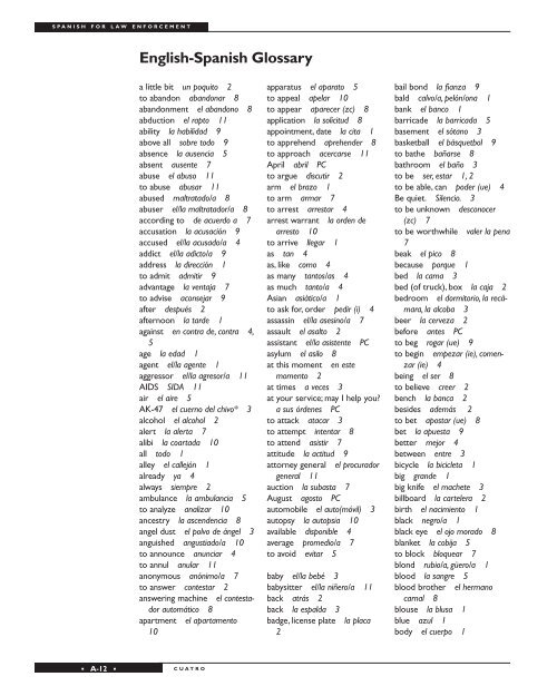 EnglishSpanish Glossary