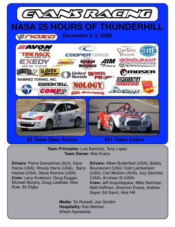 sponsors - NASA 25 Hours of Thunderhill