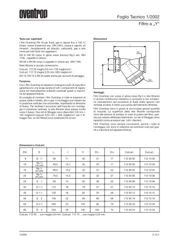 Foglio Tecnico 1/2002 Filtro a „Y“