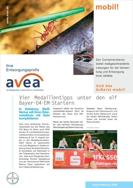 12. bayer-meeting leichtathletik live freitag 28. juli 2006 beginn