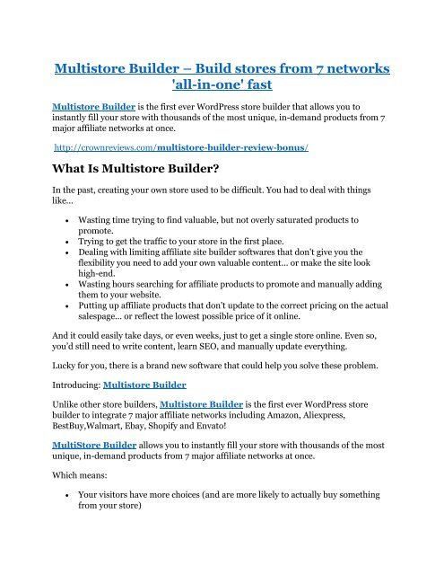 Multistore Builder Review and (FREE) Multistore Builder $24,700 Bonus