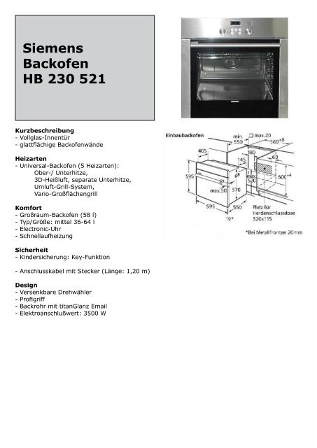 Siemens Backofen HB 230 521