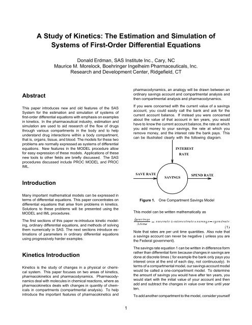 A Study of Kinetics: The Estimation and Simulation of Systems  of - SAS