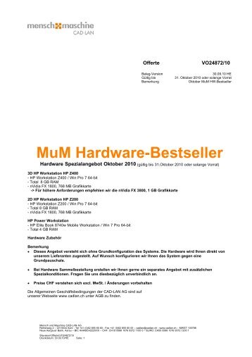 MuM Hardware-Bestseller - Mensch und Maschine CAD-LAN AG