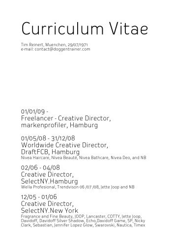 Curriculum Vitae - tim reinert