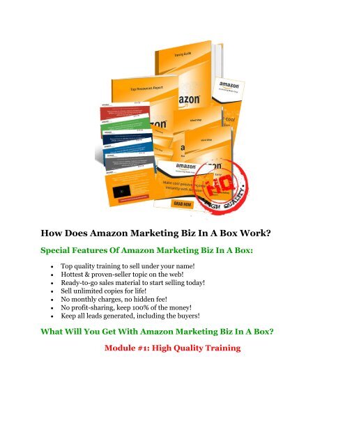 Amazon Marketing Biz In A Box review - 65% Discount and FREE $14300 BONUS